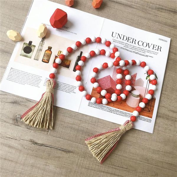

other home decor farmhouse diy christmas wooden bead tassel banner ornaments wall hanging