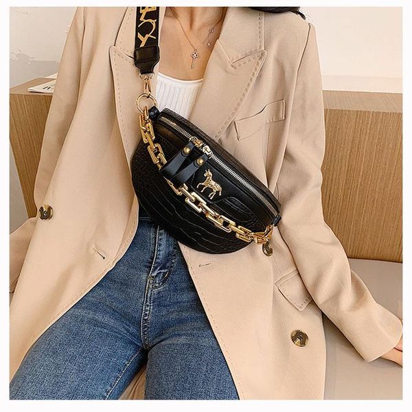 

chain fanny pack women leather waist bag chest mini female belt bags fashion ladies shoulder crossbody