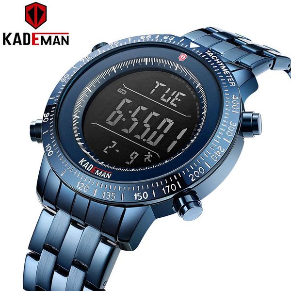 

wristwatches kademan mens sport watch fashion men's digital blue steel swim multi-function men watches 2021, Slivery;brown