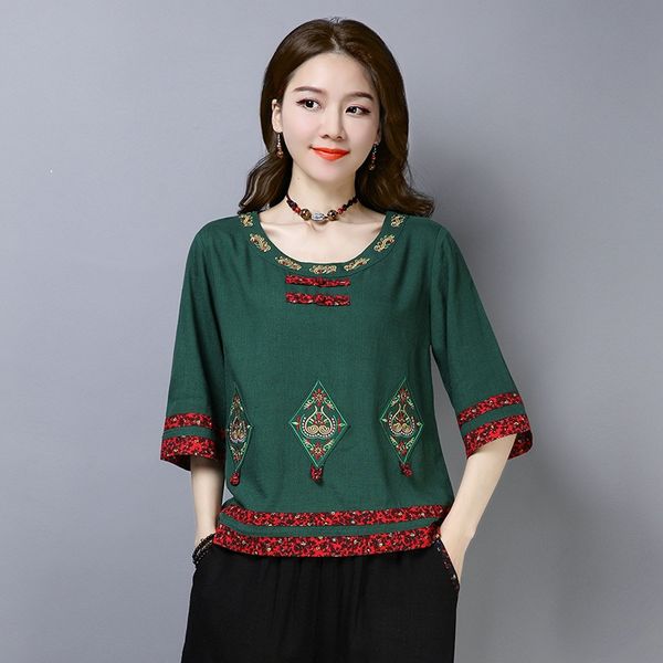 

chinese style clothing women shirts summer tang suit embroidey chinese shirt vintage chinese blouse and women 10398, Red