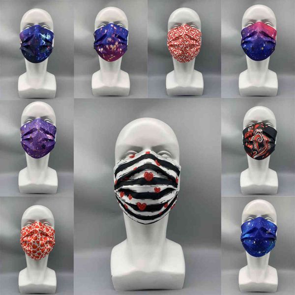 

mother's day fashion 3 layer black red heart print disposable mask for men women 95% filtration efficiency dustproof prevention of