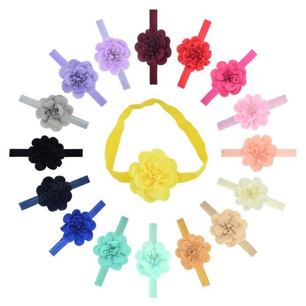 

girls hair accessories baby headbands for children kids head bands chiffon flower bows bowknot accessory soft, Slivery;white