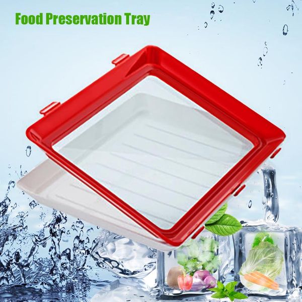 

kitchen storage & organization 2pcs food preservation tray stackable elastic lid refrigerator container spacer large capacity reusable color