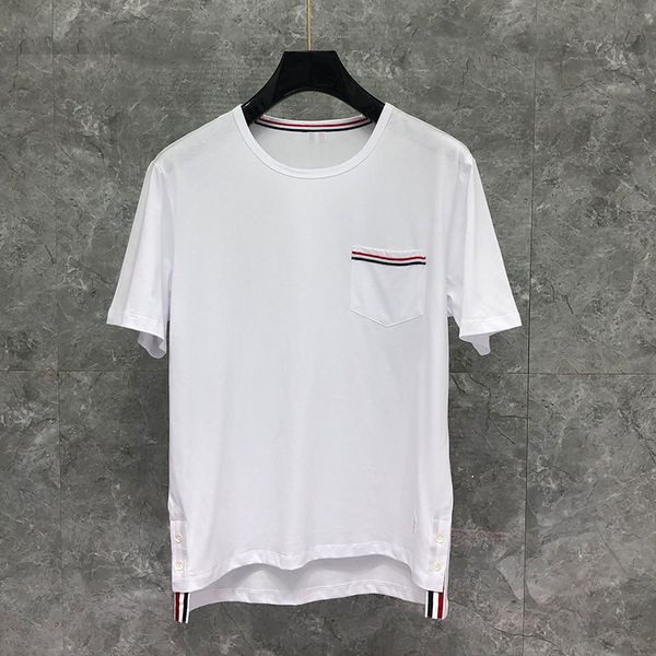 

daizhiying tb t-shirt pocket small rod short sleeve, White