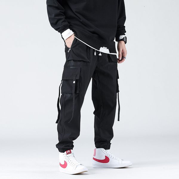 

men's jeans cargo pants mens korean youth black casual male loose long mulit pocket ankle length beam trousers plus size -5xl 5y4, Blue