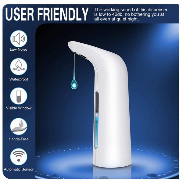 

liquid soap dispenser 400ml bathroom automatic touchless rechargeable gel hand sanitize