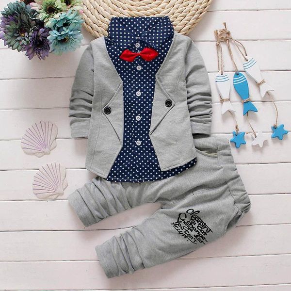 

clothing sets autumn kids boys gentleman clothes bow tie shirt pants outfits wedding party birthday costume baby boy suit, White