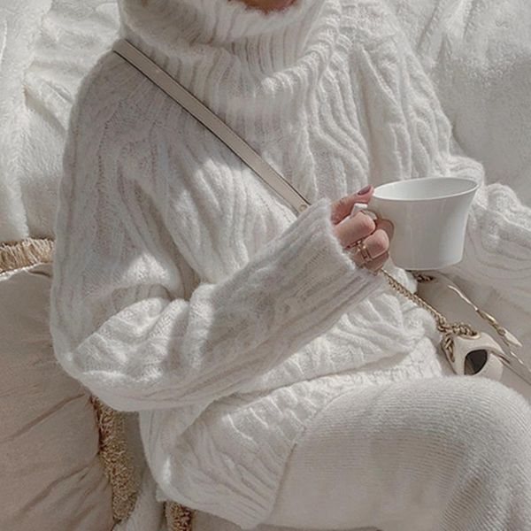 

women's sweaters winter women sweater pullover turtlenecks things wool jersey woman oversized long sleeve blouse, White;black