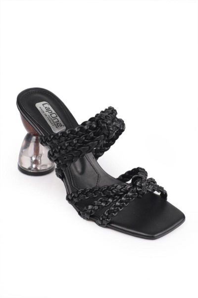 

slippers women's transparent board heels braided 299703, Black