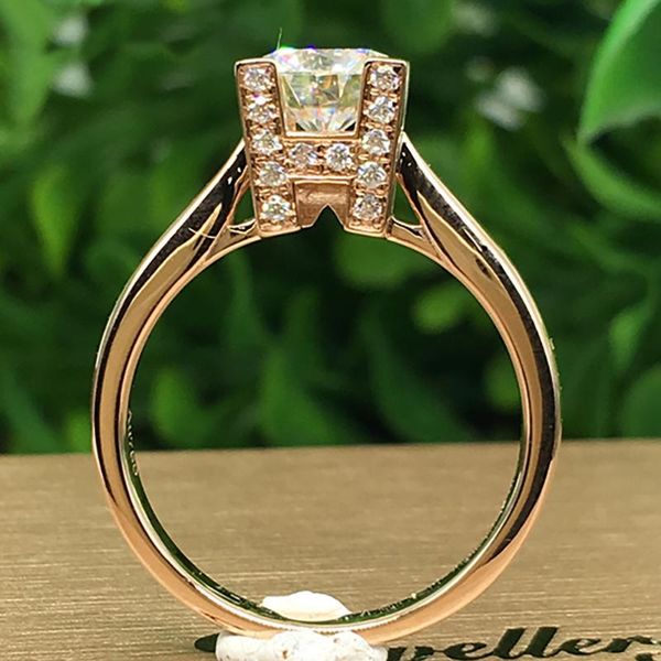

cluster rings 18k au750 rose gold women wedding party engagement ring 1 2 3 4 5 round moissanite diamond h crown trendy classic, Golden;silver