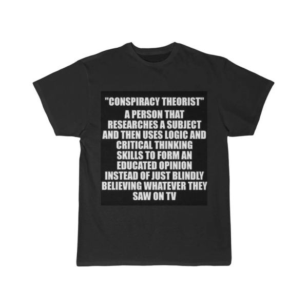 

conspiracy theorist men's short sleeve tee, White;black