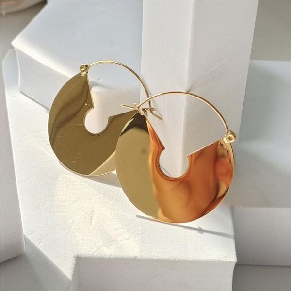 

hoop & huggie gold silver color stainless steel metal circel geometric round earrings for women girls party jewelry huanzhi 2021 simple, Golden;silver