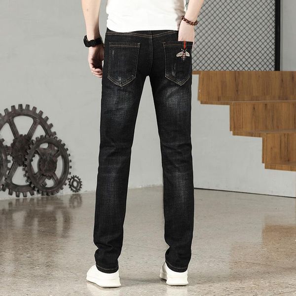 

jeans loose fitting straight thin summer casual men's pants, Blue