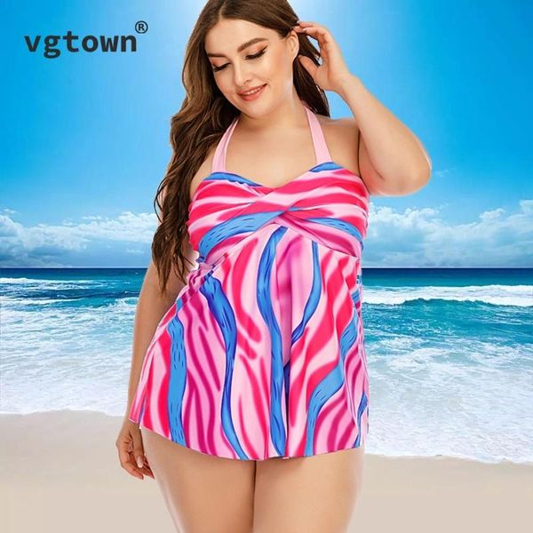 

two piece swimsuit plus size 10xl swimwear women tankini bathing suit halter rainbow print padded bra bikini swimdress one-piece suits