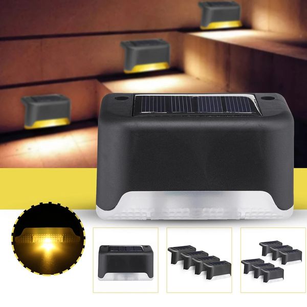 1PC/4PCS/6PCS LED ad energia solare scale gradino luce guscio nero esterno impermeabile percorso giardino ponte recinzione lampada da paretepreoccuparsi di inciampare.