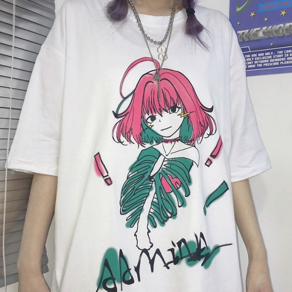 

gothic woman t-shirt 2021 cotton fashion harajuku feminine alt clothes aesthetic summer anime print tee shirt, White