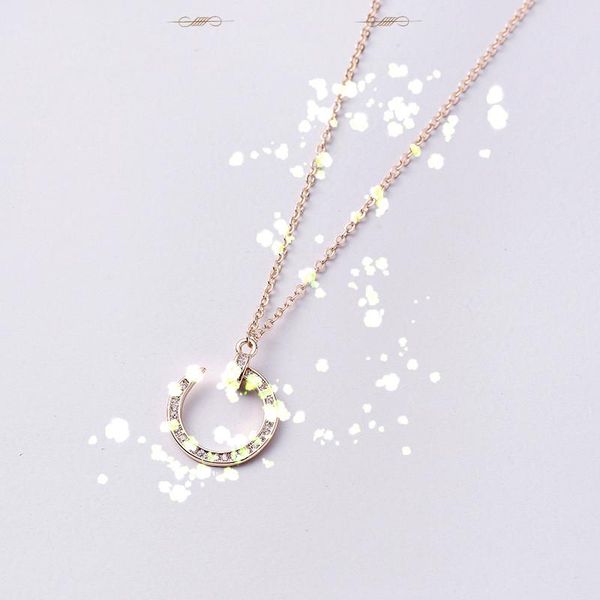 

pendant necklaces necklace for women luxury nails gold color cubic zirconia modern stainless steel jewelry femme gift fashion 2021, Silver