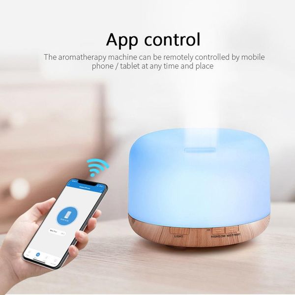 

smart home control tuya wifi colorful humidifier 500ml household essential oil diffusion atomization diffuser work with alexa google