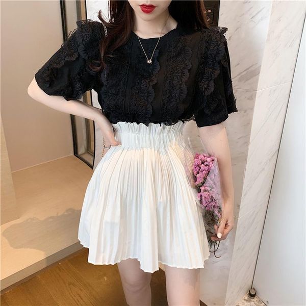 

sets tweed skirts and white blouse women long sleeve chiffon shirts two piece dress