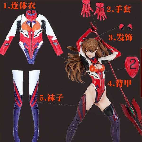 

anime costumes anime eva asuka cosplay costume eva asuka langley soryu cosplay costume jumpsuit women bodysuit halloween headwear, Black