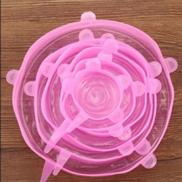 

kitchen storage & organization 6pcs universal accessories silicone reusable wrap bowl pot cover stretch lids cooking cookware tools