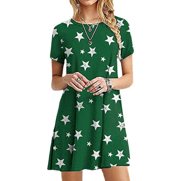 

charming dresses solid star waist slim simple round ne short sleeve girl, Black;gray