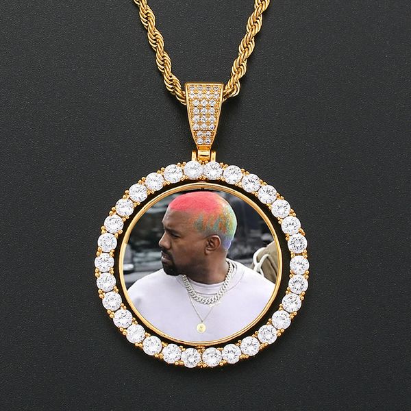 Collana Foto Personalizzata Uomo Donna, Catena Placcata Oro 18K Rame, Immagine Personalizzata Immagine Incisione Ciondolo Rettangolare/Rotondo Gioielli Commemorativi