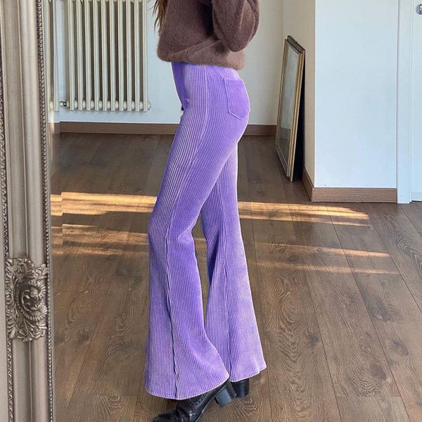 

pants trousers 2021 women's pure color elastic corduroy micro lapped casual, Black;white