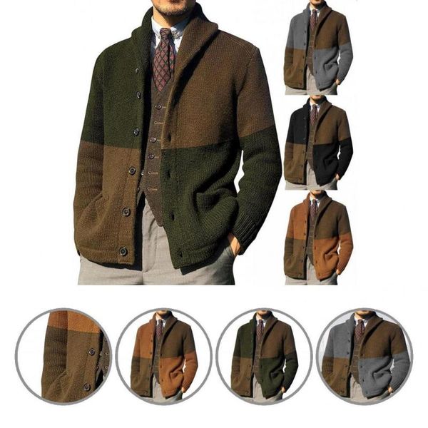 

men's sweaters male lapel buttons cardigan coat outwear men knitted for daily wear, White;black