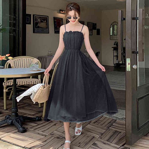 

arrival fashion summer dress long elegant girly fresh folds girdle with no bright back silks beach sundress, Black;gray
