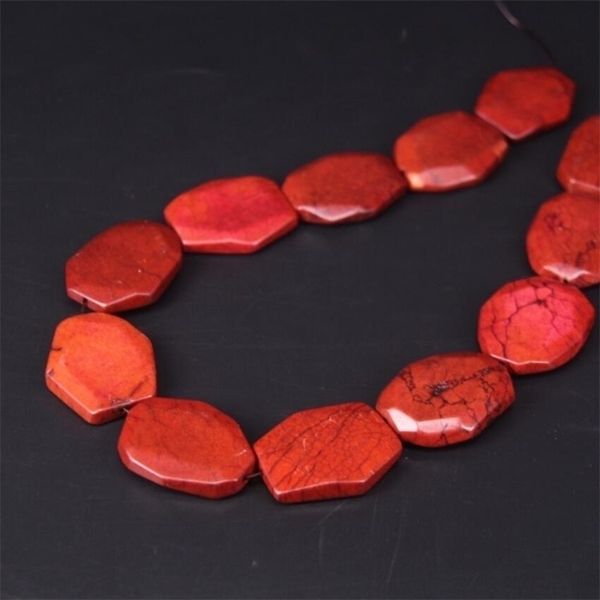 11-13 PCS / Strand Facetado Turquesa Turquesa Bead Pingentes Laranja Howlite, Cut Magnesite Stone Fatia Nugget Loose Beads Jóias Fazendo