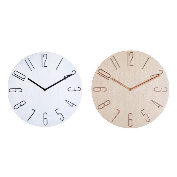 

2pcs simple wall clock 12 inch living room home watch fashion bedroom clock-beige & white clocks