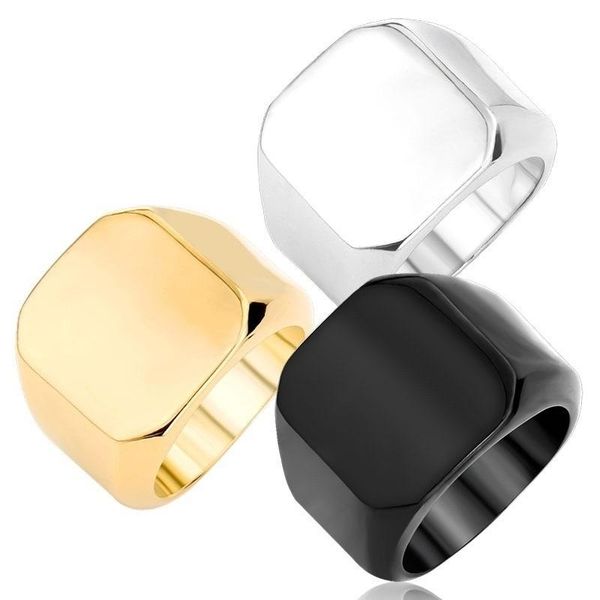 

cluster rings mens fashion high polished personality simple signet solid man ring biker, Golden;silver