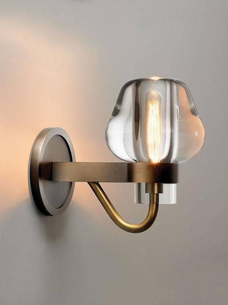 

post-modern copper wall lamp simple living room dining bedroom bedside light creative luxury crystal lamps