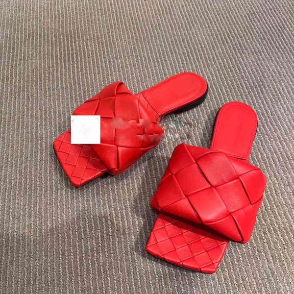 

flat red 2020 knitting head shoes slippers wear spring and summer new soft bread square high heels yw yw, Black