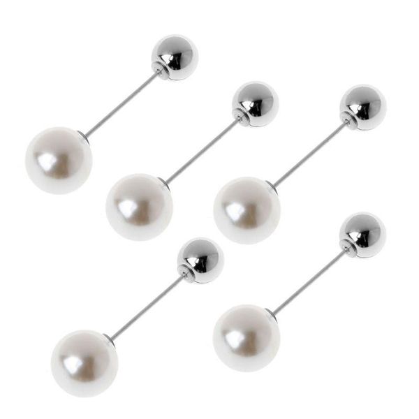 

pins, brooches 83xc 5pcs classic imitation double pearl sweater shawl clip safety pin women, Gray