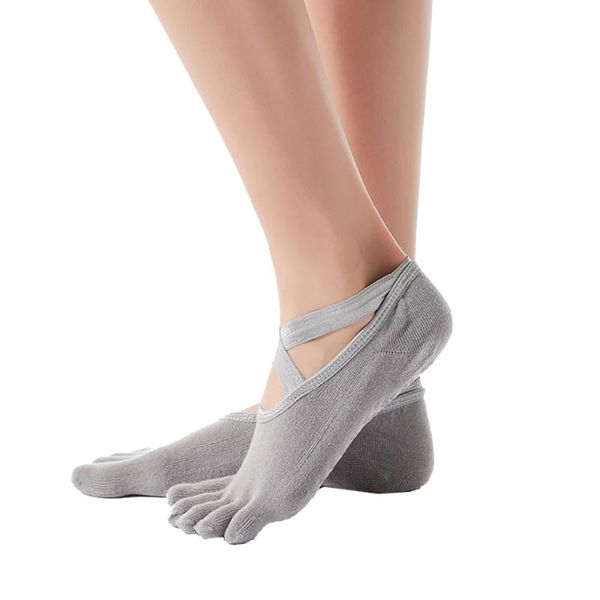 

round toe yoga socks for women anti-slippery bandage breathable pilates ballet dance casual girl's backless sports, Black