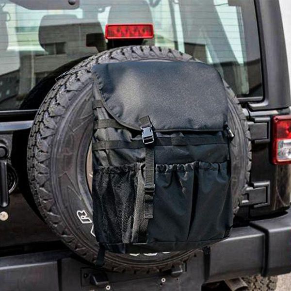 

car organizer 1pcs tire garbage bag oxford cloth waterproof trash can hanging leather storage pocket leak-proof large capacity