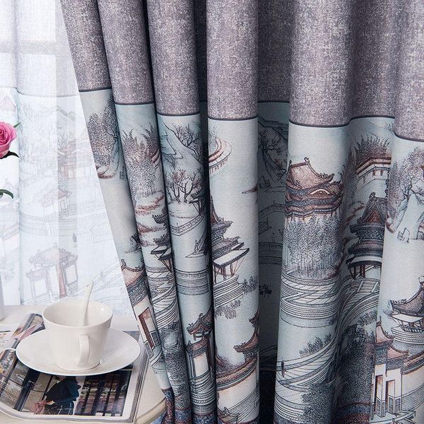 

curtain & drapes chinese printed curtains for living room,brown window treatments bedroom, tulle customized home decor