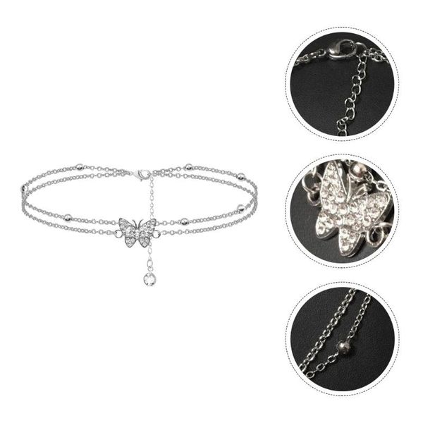 

charm bracelets 1pc flashing rhinestone double-layer anklet fresh summer foot jewelry, Golden;silver