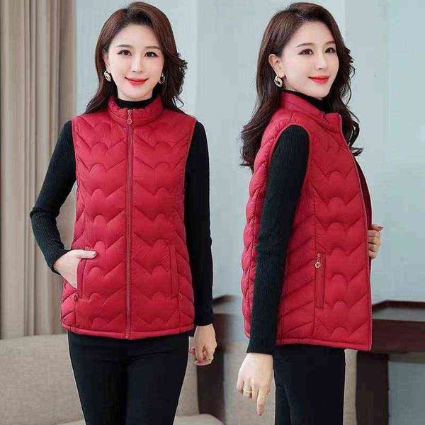 

autumn and winter foreign style vest women's light cotton et mother's middle-aged elderly down warm, Black;white