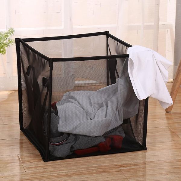 

laundry bags clothes storage box mesh foldable kitchen hamper basket dirty clothing organizer book underwear container bin