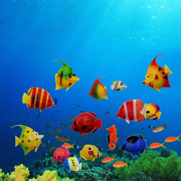 

decorations 10/pcs plastic fake fish floating artificial small tropical simulation vivid landscape aquarium ornament decoration