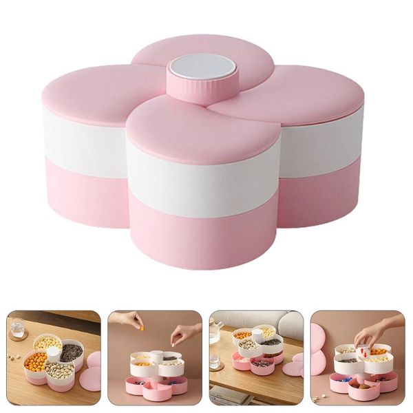 

gift wrap double layer petal shape rotating snack box candy tray food storage