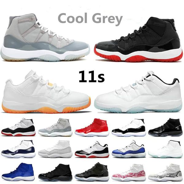 

2023 high boots jumpman 11 basketball shoes cool grey 11s bright citrus low legend blue 23 concord 45 orange trance metallic silver high bre, Black