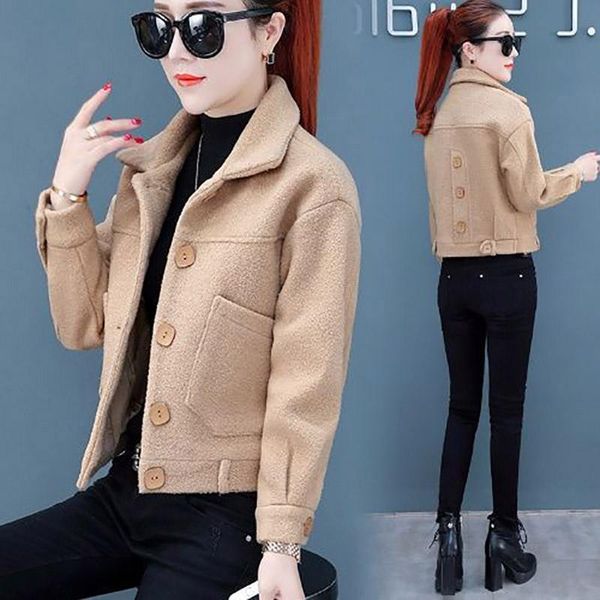 

women's wool & blends winter jacket coat thicken women warm outerwear ladies short black coats elegant female office wear korean fashio