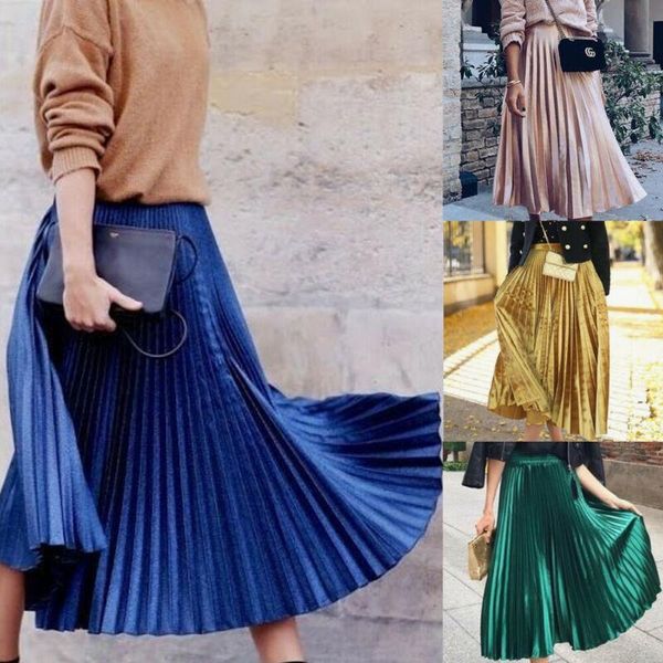 

fashion pleated chiffon high waist maxi skirts for women solid long skirt lady 2021 loose blue pink green beach bottoms women's swimwea, White;black