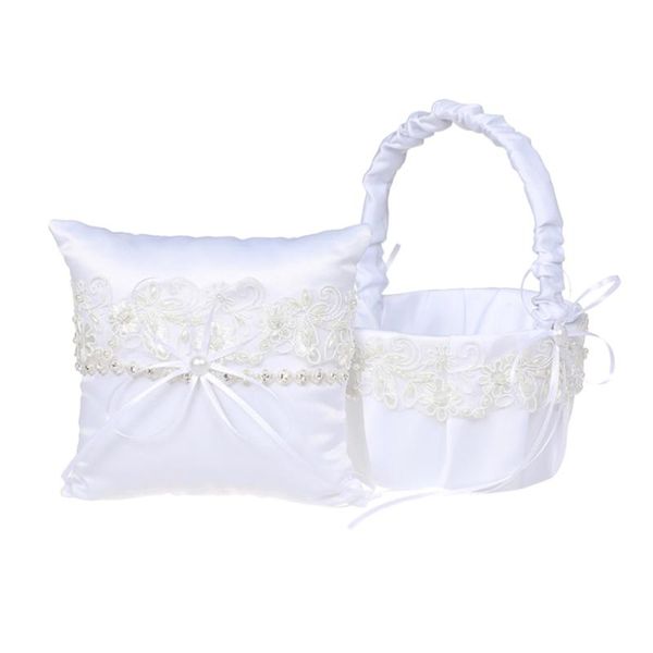 

western wedding flower basket with 1pc pillow white bride tote romantic scattering petals part storage baskets