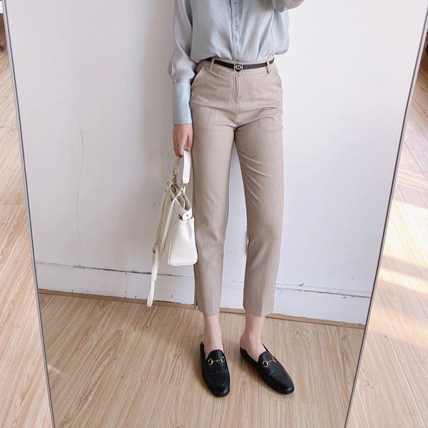 

women's pants & capris japan style casual straight women spring summer solid pantalones de mujer temperament all match feminino trouser, Black;white