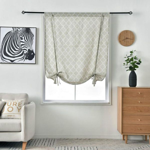 

curtain & drapes modern style linen curtains for bedroom living room geometric pattern printed home decorative tube kitchen